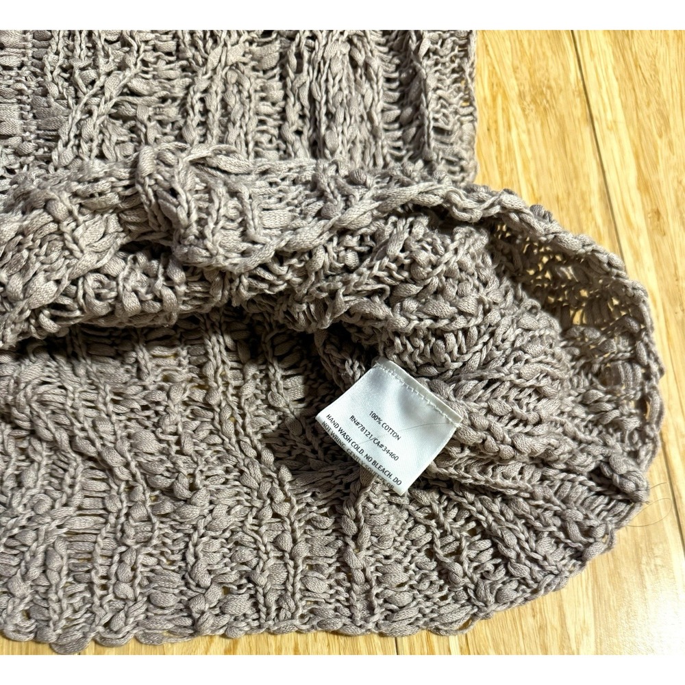 Eileen Fisher Crochet Stitch Beige Short Sleeve Women's Top Size Small $198 - Picture 2 of 4